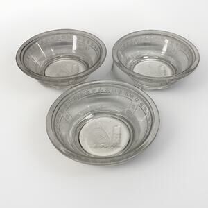 Antique 1880’s Egyptian Pattern Pressed Glass Soup or Cereal Bowls